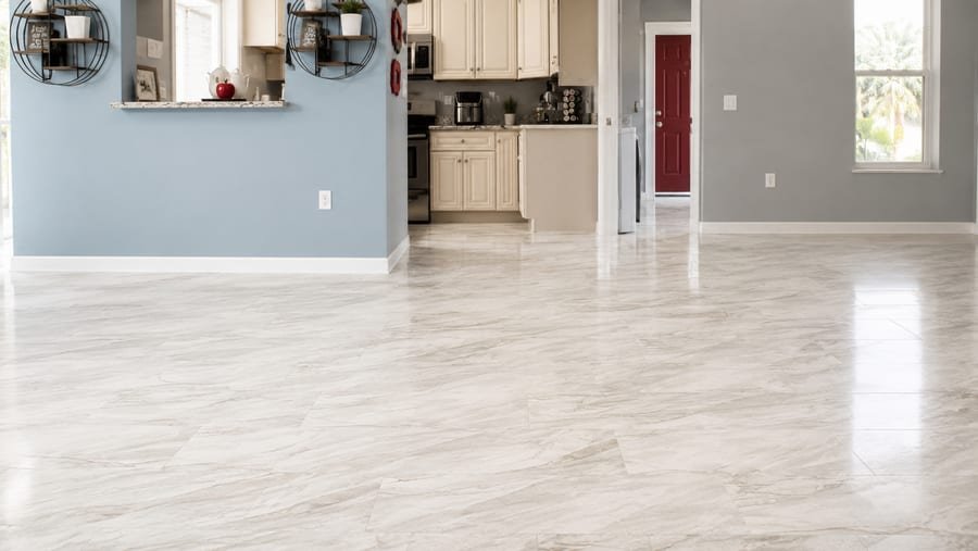 Polished porcelain tile floor installation Bradenton FL